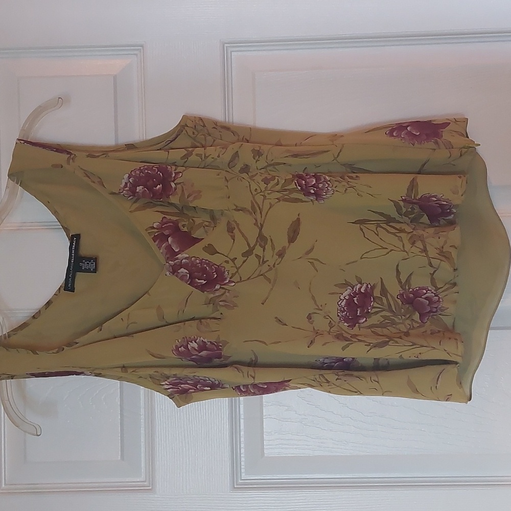 Floral Sleeveless Top - Olive and Burgundy